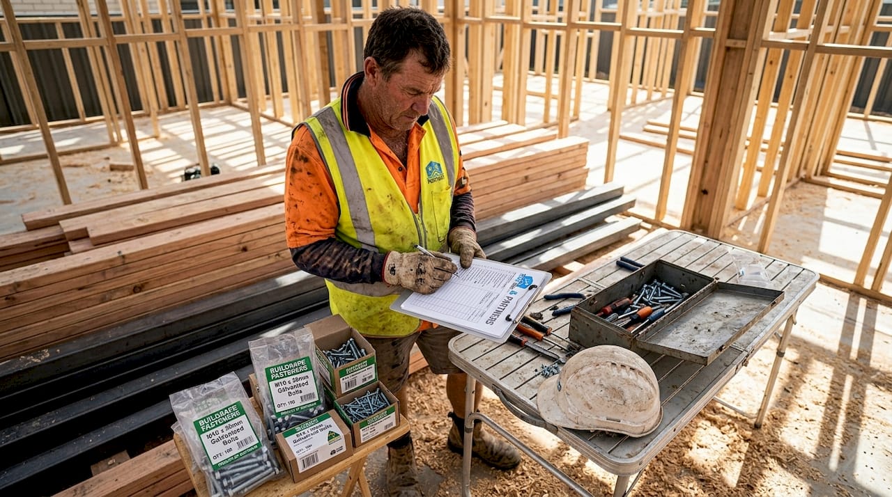 Supervisor examines fastener packaging onsite
