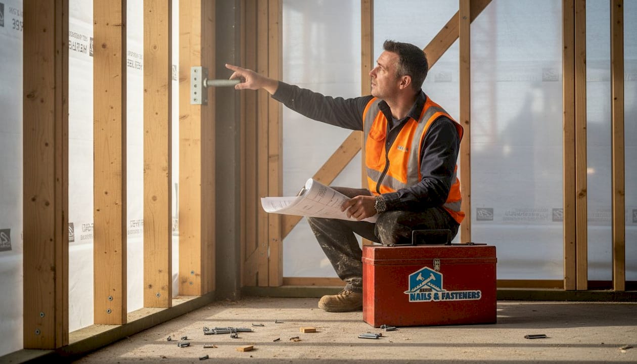 Supervisor inspects specialty fastening onsite