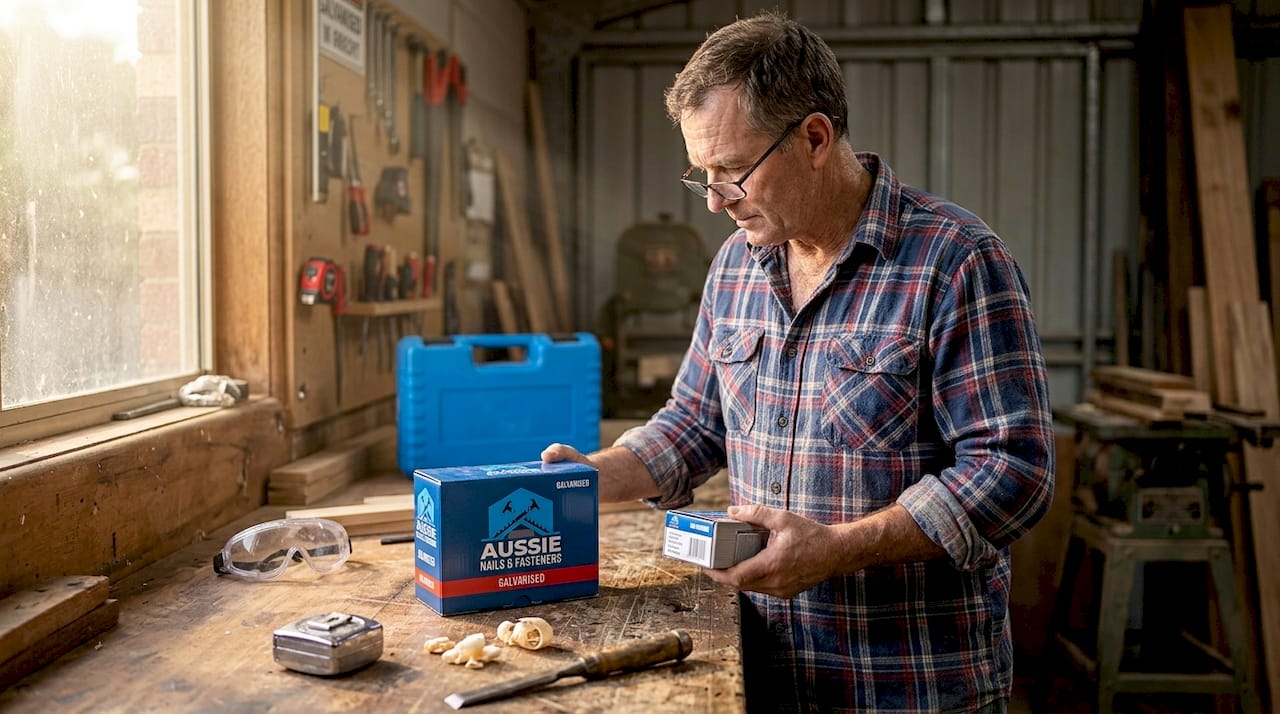 Carpenter picking between nails and staples