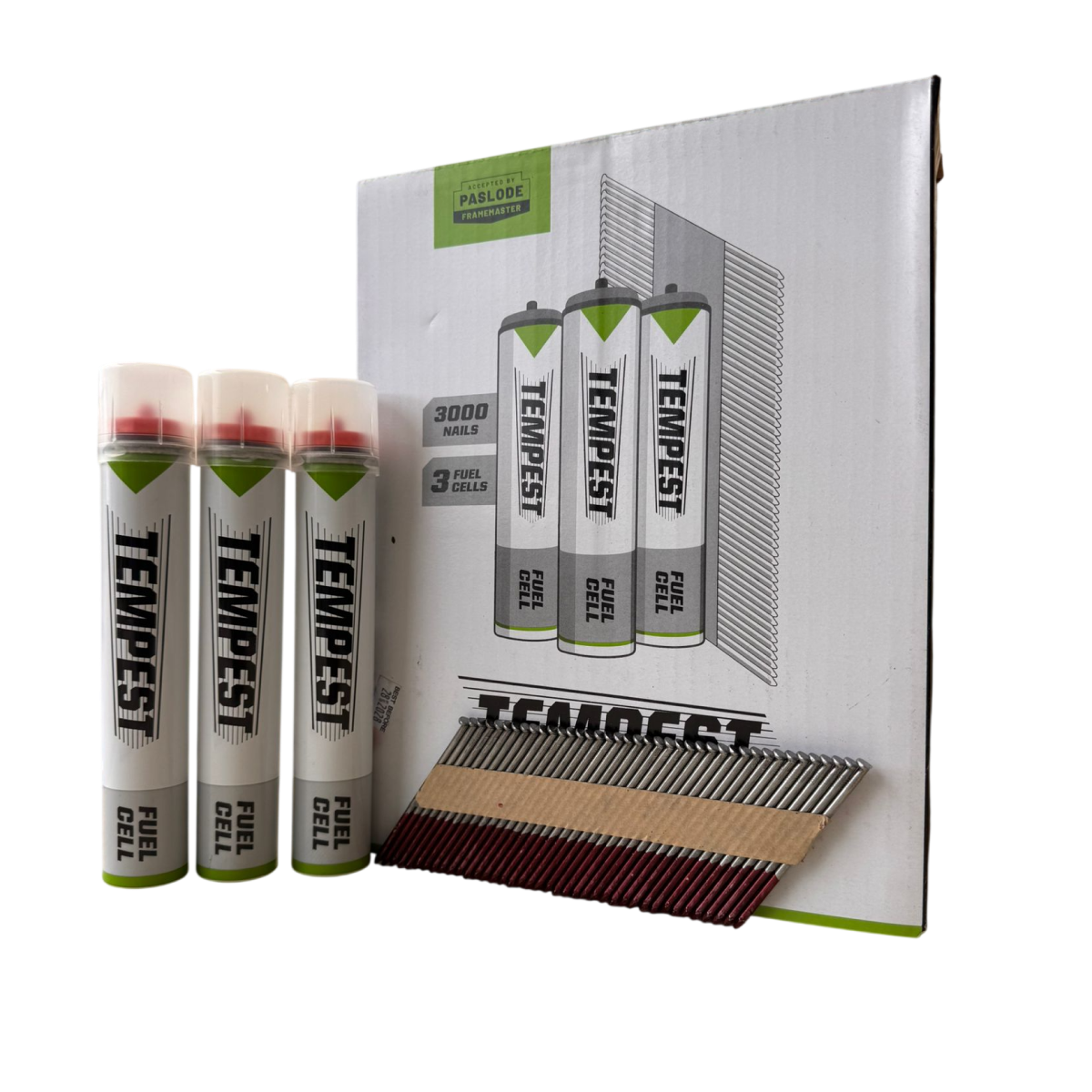 Paslode® Tempest Framing Nails Galvanised | 3000 Nails + 3 Fuel Cells
