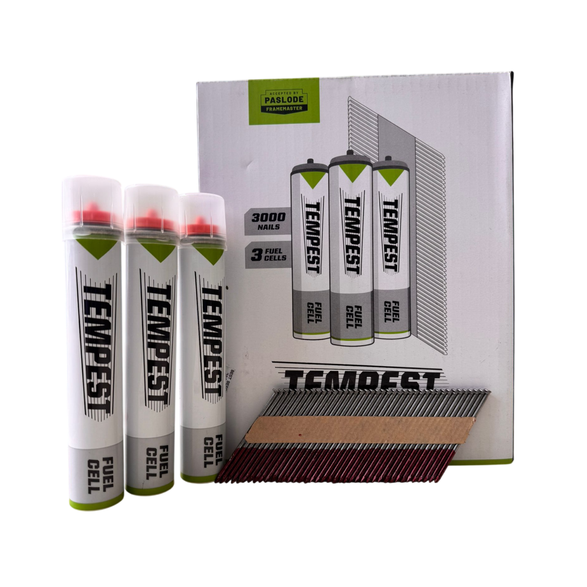 Paslode® Tempest Framing Nails Galvanised | 3000 Nails + 3 Fuel Cells